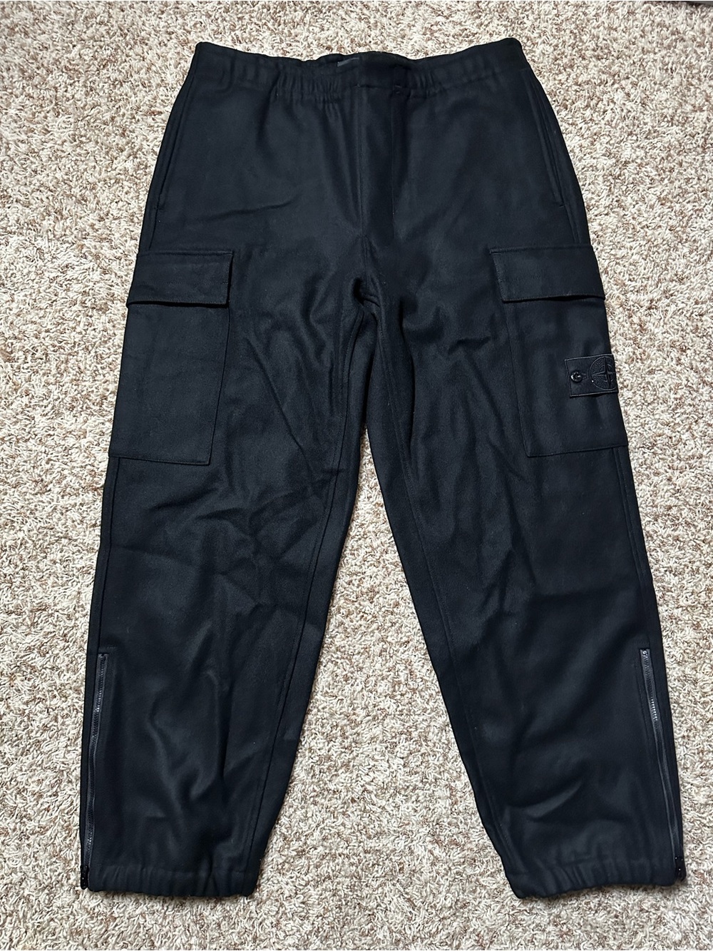 Stone Island Black Cargo Joggers with Utility Pockets